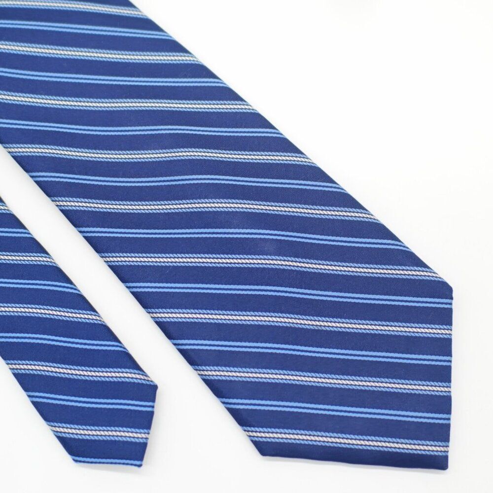 BlackβBrown 1826 Blue White Stripedβ Woven Silk Tie